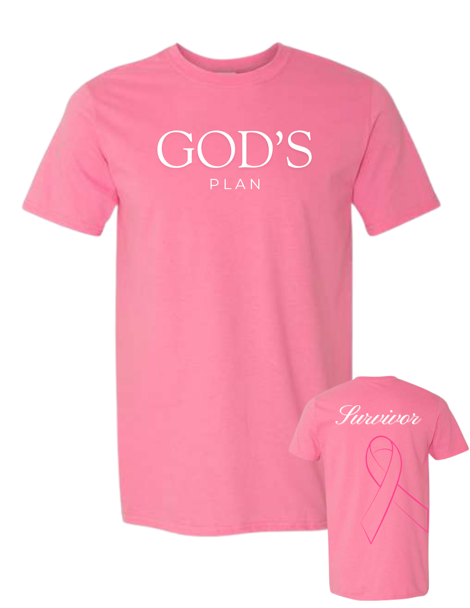 "God's Plan" Survivor Breast Cancer Awareness Tee - Image 2